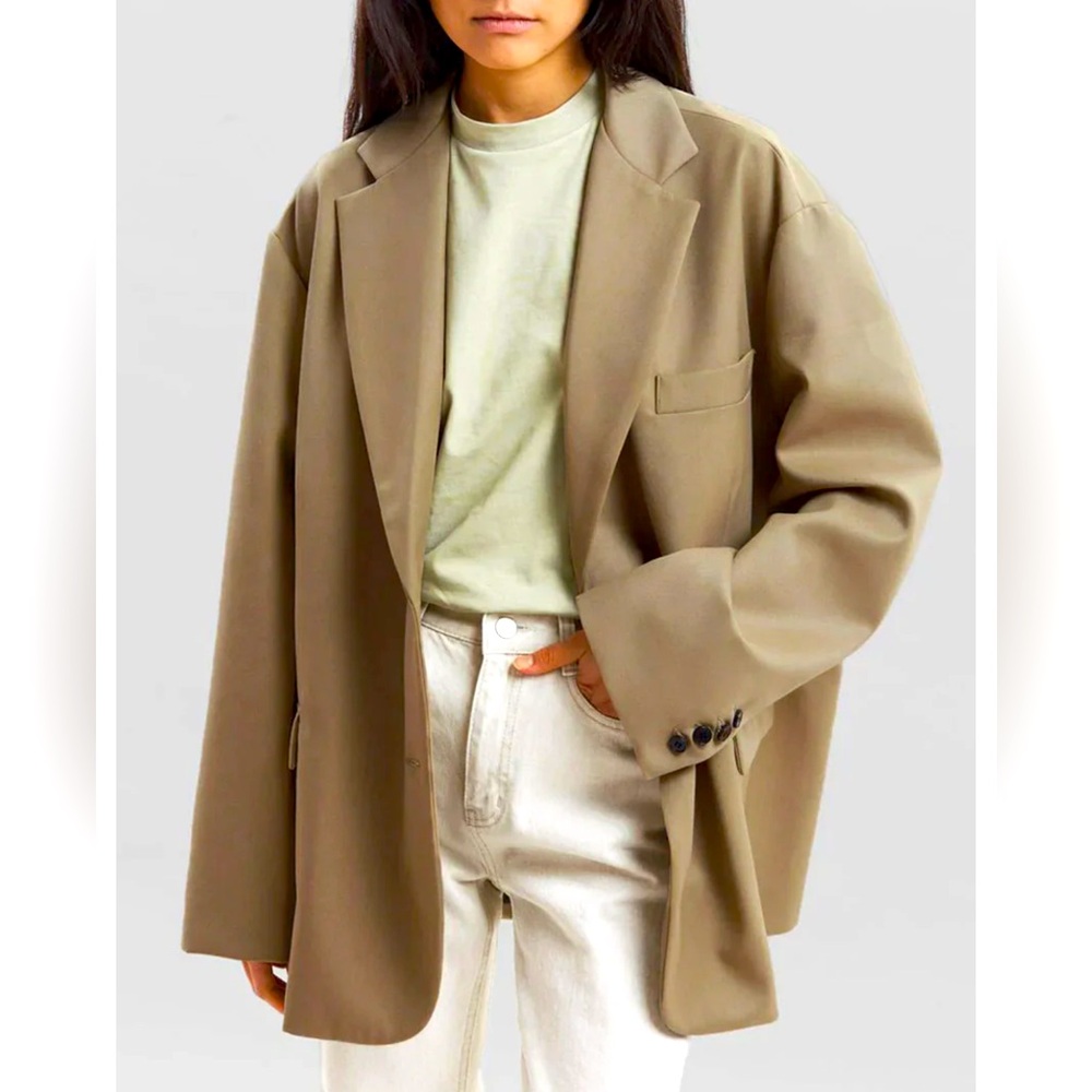 Frankie Shop Oversized Boyfriend Blazer - Taupe